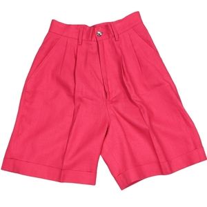 100% linen high waisted shorts coral pink